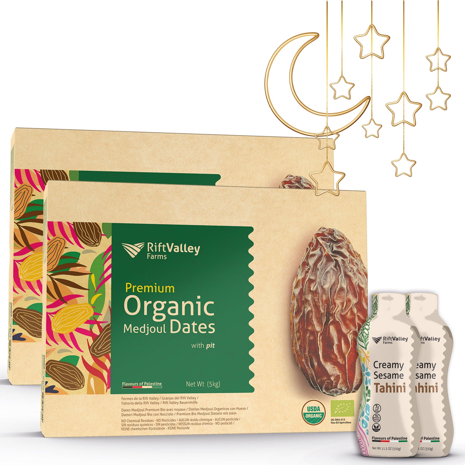 Ramadan Familienpaket 🌙 Bio Medjool Datteln Jumbo · 2 × 5 kg · inkl. 2× GRATIS -Tahini
